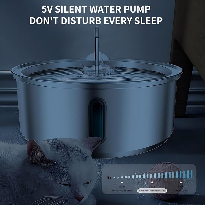 Large Dogs Water Fountain, 8L/270oz Stainless Steel Dog Water Fountain with Visual Water Level Window for Large for Families with Many Pets and Busy Families. with Operating Noise Below 30 decibels