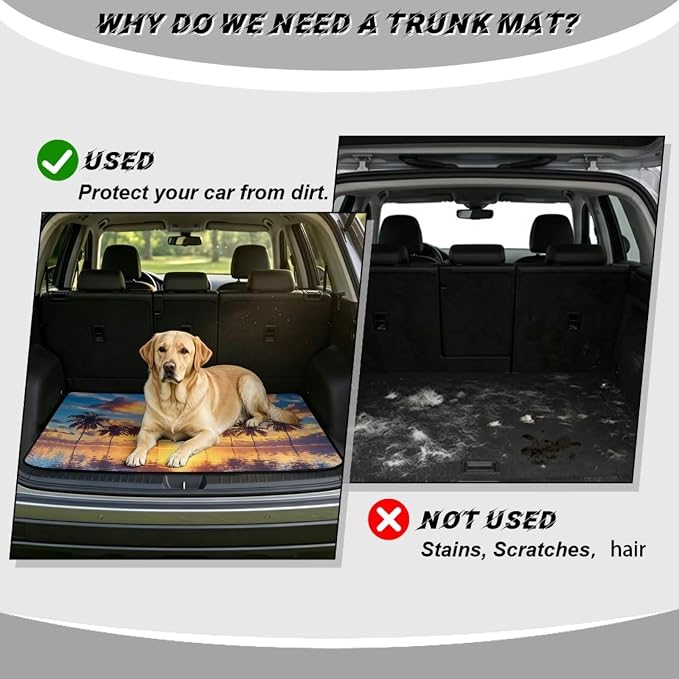 Howilath All Weather Car Trunk Liner Cargo Mat for SUV Sedan Truck, Non-Slip Tropical Sunset Palm Beach Rear Trunk Protector, Ideal for Daily Commute & Weekend Adventure