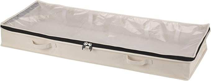 Household Essentials Cedarline Under Bed Storage Bag with Heavy‑Duty Cotton Canvas and Durable 3‑Sided Zipper, Natural Finish