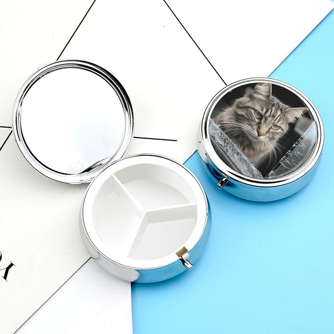 Pill Box Portable Pet Smashes Glass in Car Pill Case Cute Pill Organizer for Vitamins Supplements