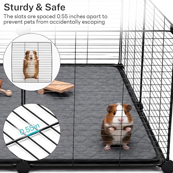 Guinea Pig Cage - C&C Small Animal Playpen with Waterproof Liner, Washable Pee Pad, Storage Bins, Toys & Bowl - Indoor Habitat for Guinea Pigs, Hedgehogs, Hamsters, Ferrets