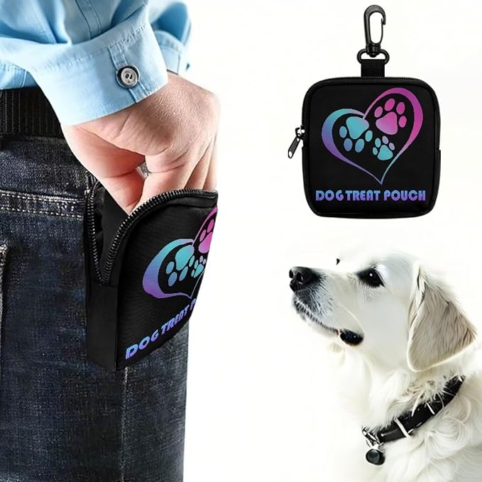 Dog Treat Pouch, Portable Puppy Dog Training Treat Bag for Pet Training Hand Free Dog Walking Bag Auto Closing Pet Feed Snack Reward for Puppy Travel or Outdoor