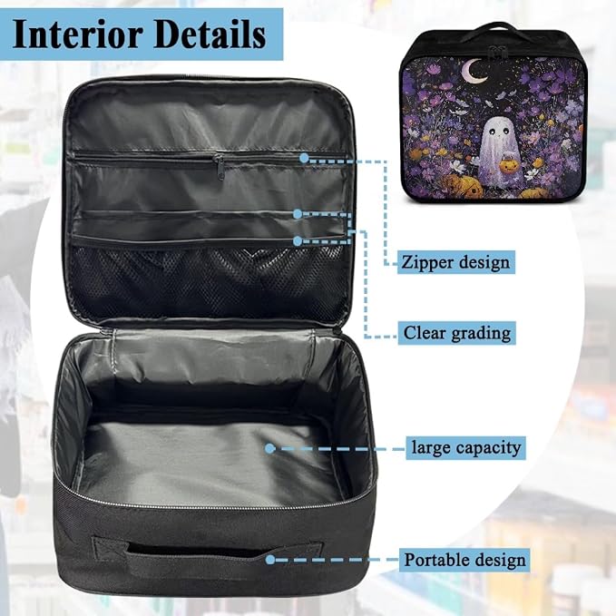Empty First Aid Kit Purple Ghost Floral Empty First Aid Bag Medical Bag Empty Large Capacity for Home Office and Travel Use Lightweight Washable Soft Fabric