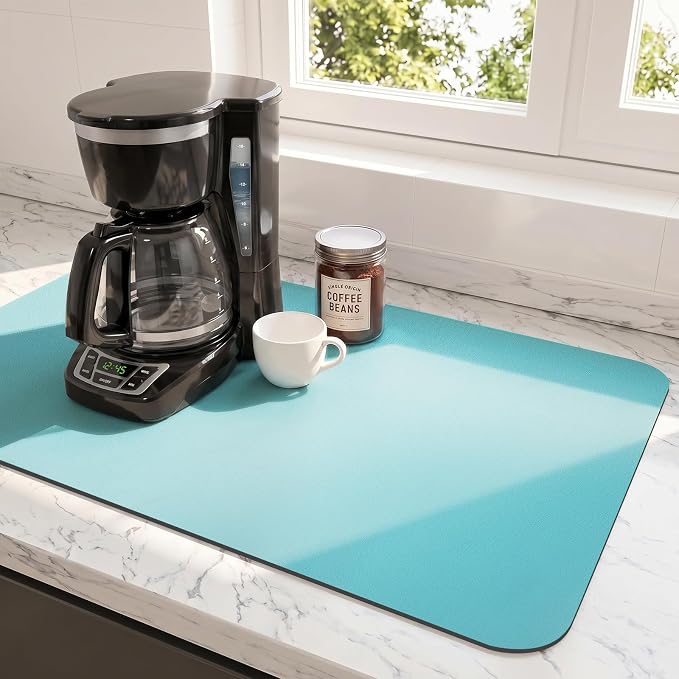 Ecotrim Coffee Mats for Coffee Bar Accessories, Turquoise 17" x 31.5"