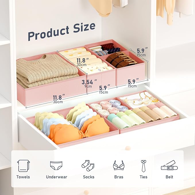 DIMJ Drawer Organizer Clothes - 28 Pack Baby Dresser Organizer for Nursery Closet Organization, Fabric Drawer Organizer Bins for Underwears Socks Bras, Foldable Storage Dividers for Bedroom