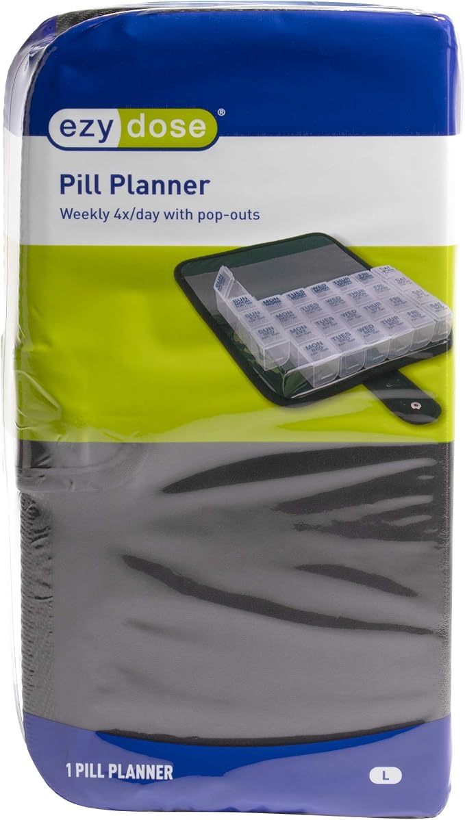 EZY DOSE One-Day-At-A-Time Pill Case, Medicine Planner, Vitamin Organizer Box, Includes Large Carrying Case, Travel Friendly, Easy to Use, Clear, BPA Free