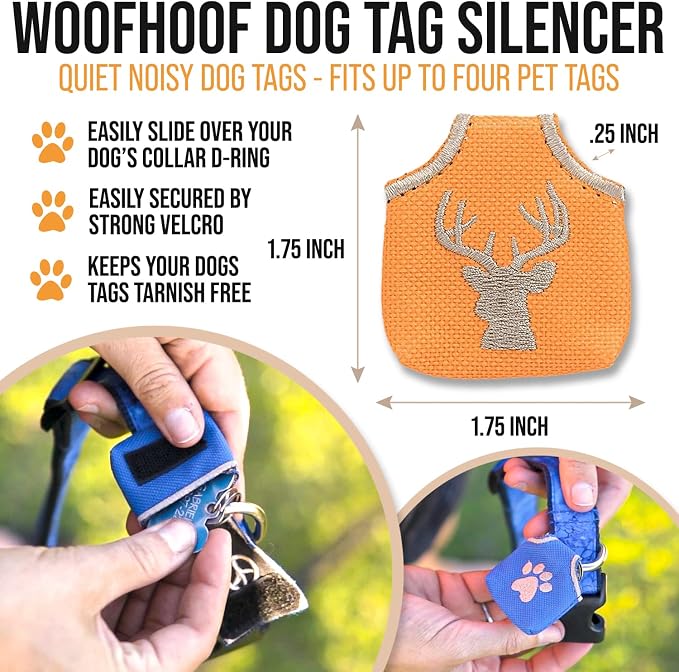 Woofhoof Dog Tag Cover (Orange Deer Head)
