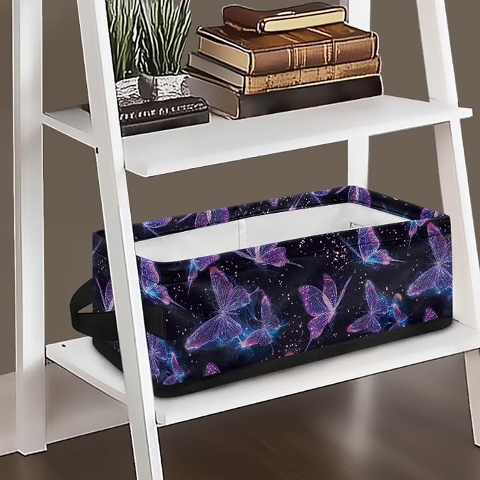 Purple Butterfly Toilet Paper Basket, Toilet Paper Storage Toilet Roll Organizer Paper Container, Bathroom Accessories Toilet Paper Holder with Storage