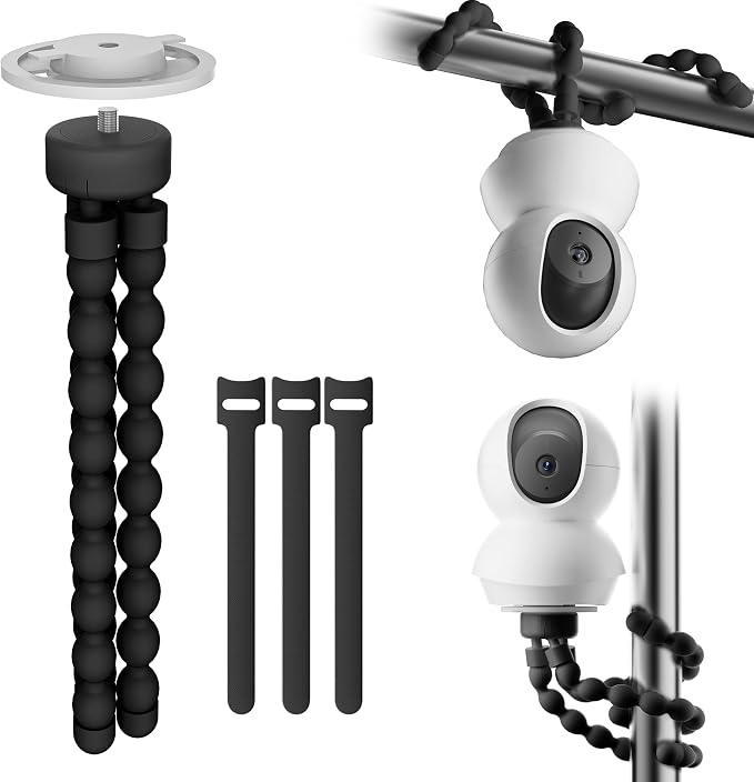 Baby Monitor Mount - Universal Adjustable Baby Camera Mount for Hello Baby, Nanit Pro, Kasa & Most Baby Monitors, Attaches to Crib Cot Shelves or Furniture （Black）