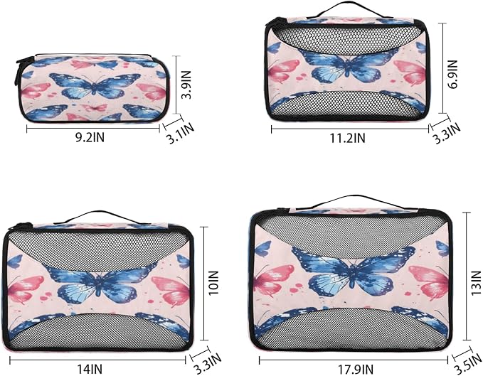 Packing Cubes for Travel, Colorful Butterfly Travel Luggage Packing Organizers for Women Men, Large Custom Toiletries Bag for Clothes Shoes, Cute Butterfly