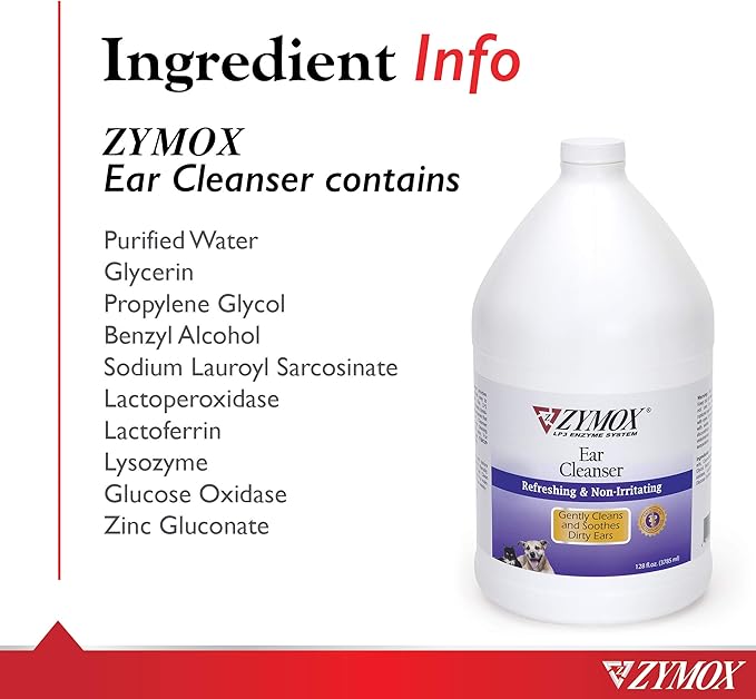 Zymox Ear Cleanser Solution for Dogs and Cats, 1 Gallon