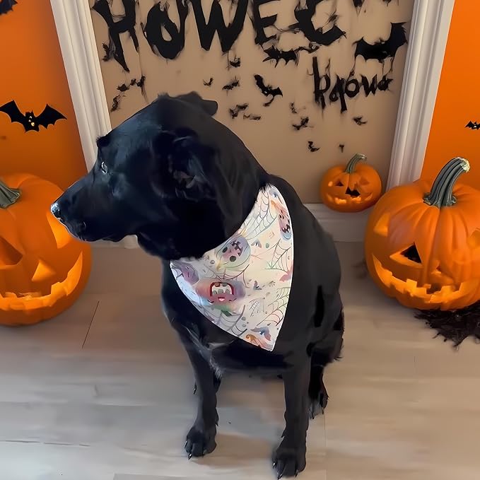 Halloween Dog Bandanas, Colorful Pumpkin Pattern, Small Medium Pet