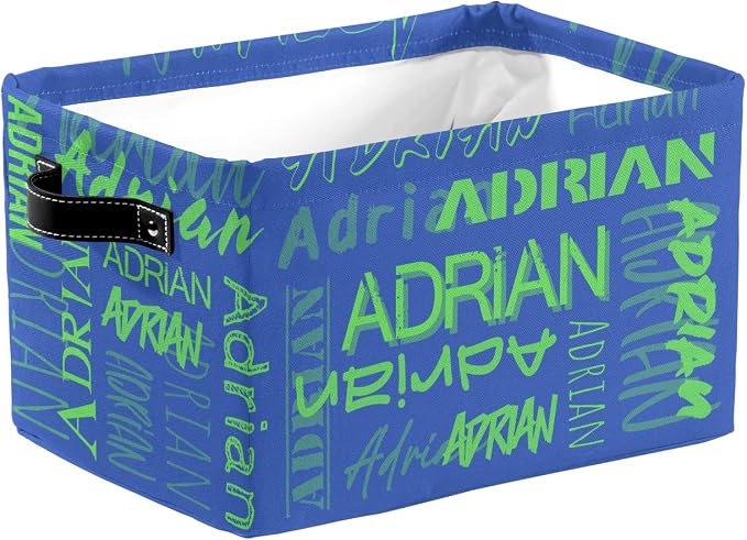 Personalized Storage Bins with Name Custom Kids Storage Basket Cubes Organizer with Handles for Organizing Boys and Girls Toys Shelf Closet Nursery Baskets Boxes, 1 Pack