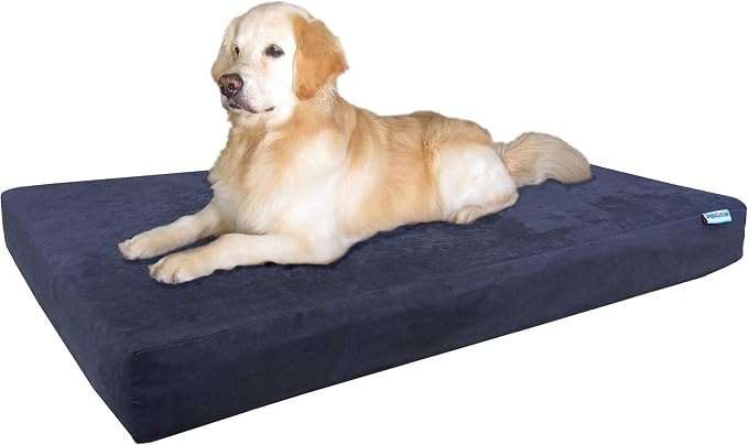 Dogbed4less Orthopedic Gel Memory Foam Pet Dog Bed, Waterproof Liner with External Microsuede Cover and Bonus Antislip Cover (Microsuede Espresso, 55"X37"X4" Inches)