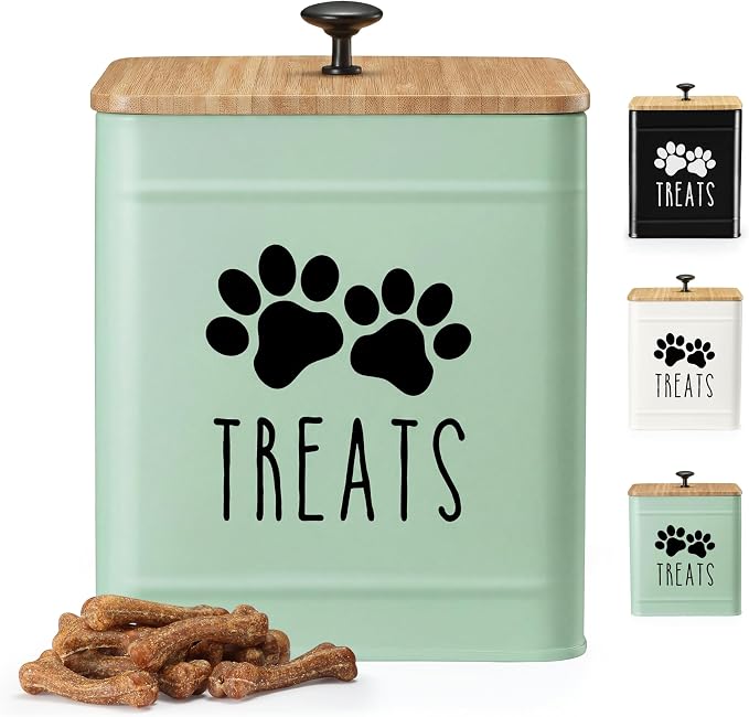 PERFNIQUE Dog Treat Container, Airtight Dog Treat Jar, Dog Cookie Jar for kitchen Counter, Pet Treat Container, Dog Food Storage, Treat Jars for Pets, Cat Treat Container, 8.2x6.2 (Mint)