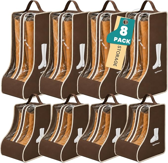 8Pack Brown Boot Storage Bag, Cowboy Boot Travel Bag, Dust Bag for Boots, Boots Protector Storage, Tall Boot Storage Carry Bag for Daily Use