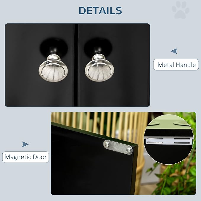 PawHut Large Elevated Dog Bowls with Storage Cabinet 44L Capacity Black | Raised Dog Bowl Stand, Pet Feeding Station