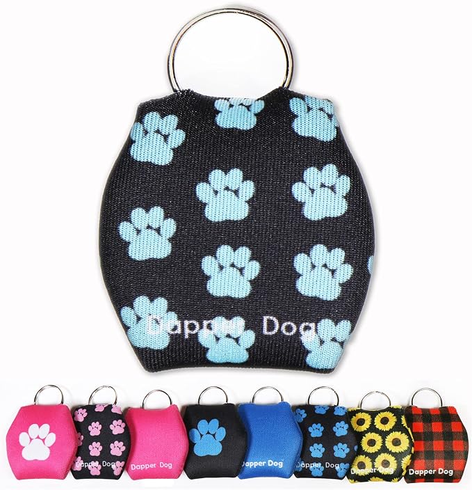 Dapper Dog - Dog Tag Silencer with Tag Ring (Blue Paw Prints)