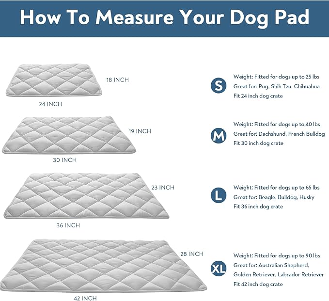 Dog Crate Pad 2 Pack (36" x 23"), Dog Crate Mat with Anti-Slip Bottom, Grey | Fits 36 Inch Crate, Soft, Machine Washable, Kennel Pad