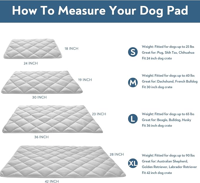Dog Crate Pad 2 Pack (48" x 30"), Dog Crate Mat with Anti-Slip Bottom, Grey | Fits 48 Inch Crate, Soft, Machine Washable, Kennel Pad