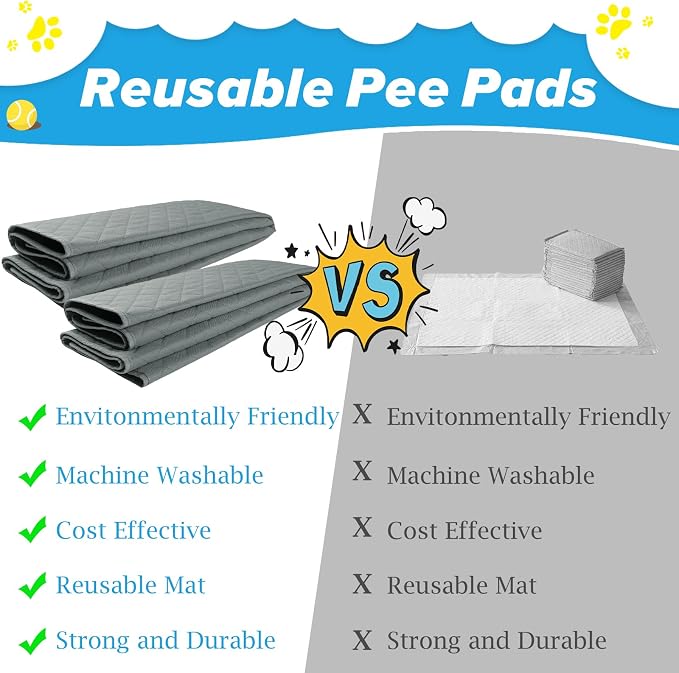 Washable Pee Pads for Dogs 72"×72" Reusable Puppy Pads Extra Large, Waterproof Pet Training Pads Leakage Non-Slip, Dog Pee Pads Whelping Pads for Playpen, Crate, Sofo, Car, Bed