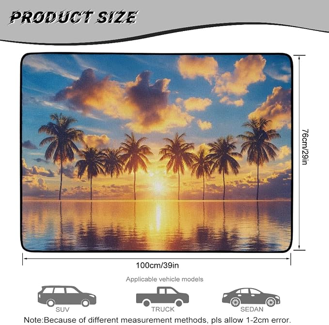 Howilath All Weather Car Trunk Liner Cargo Mat for SUV Sedan Truck, Non-Slip Tropical Sunset Palm Beach Rear Trunk Protector, Ideal for Daily Commute & Weekend Adventure