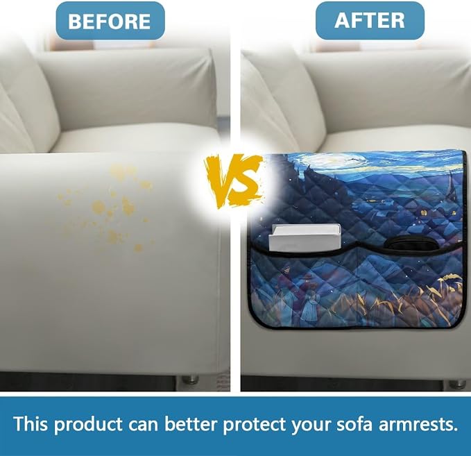 Oil Painting Sofa Armrest Cover Anti-Stain Dustproof Armchair Slipcovers Sofa Arm Cover, Removable Washable Stretch Armchair Slipcovers Universal Stylish Couch Covers