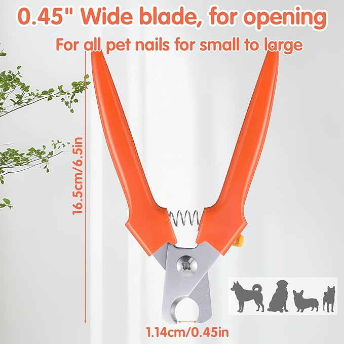 Dog Nail Clipper, Stainless Steel Pet Nail Clippers, Orange Dog Clippers for Nails, Large Professional Nails Clipper for Cats and Dogs