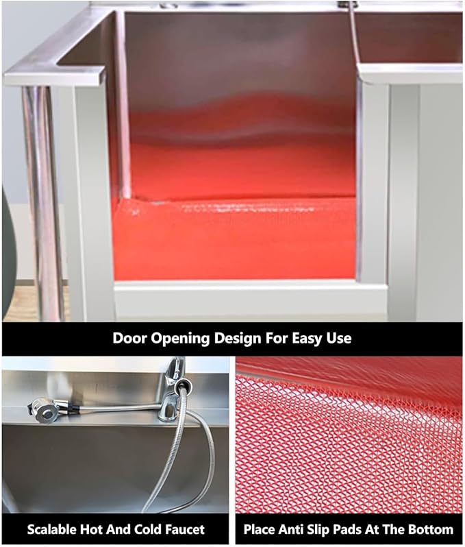 Pet Grooming Tub,Stainless Steel Washing Station for Dogs and Cats,Suitable for Home Use with Various Sizes.Silver-80cm/31.5in