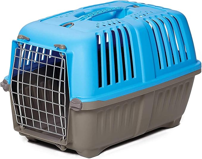 Spree by MidWest 22-Inch Travel Carrier, Blue, Fits Pets up to 12 lbs | Hard-Sided Pet Carrier, Steel Door, Ventilated Design, Locking Tabs, Easy Assembly