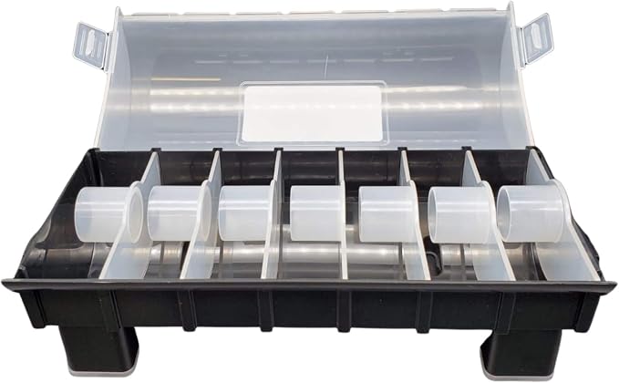 QSRProducts 7-Slot Day of The Week Covered Label Dispenser (for 3/4" & 1" Labels) - Food Sticker Holder for Inventory Management and Meal Prep, Protects Labels Inside