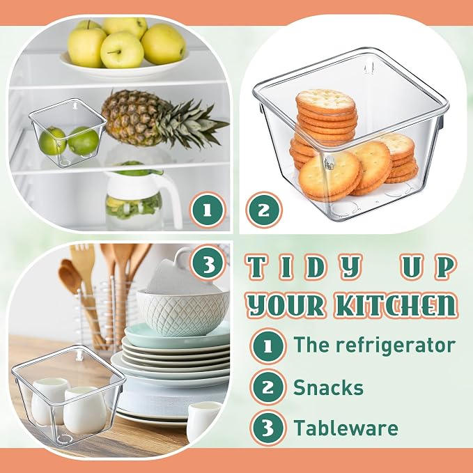 Tioncy 16 Pcs Stackable Clear Drawer Organizer 3" x 3" x 2" Storage Bins | For Makeup Vanity Bathroom Kitchen, Small Containers Office Desk Cosmetics, Transparent Organizers Declutter Drawers Easily