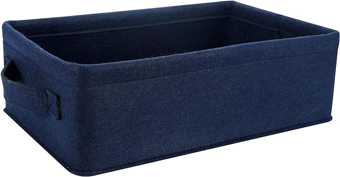 Small Storage Baskets Shelf Storage Baskets Navy Blue Fabric Storage Bin Narrow Storage Basket for Towels Dog Cat Toys Clothes Hats Belts Dippers Baby Toys Storage Basket Little