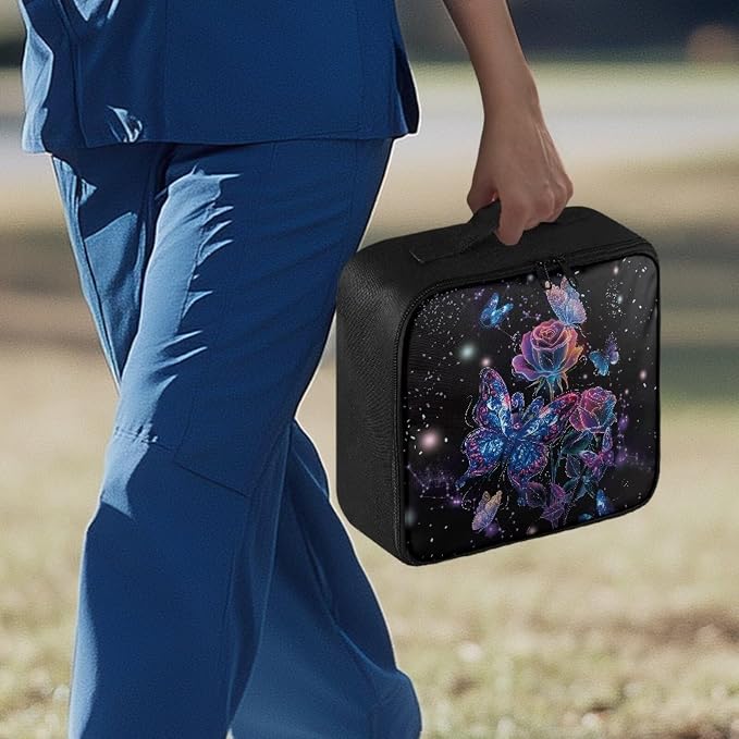 First Aid Empty Pouch Galaxy Butterfly Rose Medical Organizer for Hiking Travel and Daily Carry Features Water-Repellent Fabric Washable Interior Quick-Grab Handle