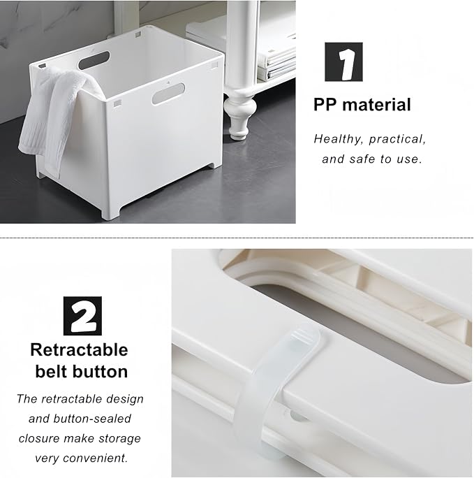 Multi-Functional Foldable Hanging Storage Basket - Portable Laundry Hamper / Pet Toy Organizer / Car Storage Bin | Food-Grade PP Material, Diamond Reinforced Base (Includes 2 No-Trace Hooks)（Gray）