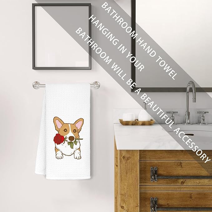 Jvpke Corgi Hand Towel for Bathroom Kitchen, Corgi Decor for Home, Corgi Gifts for Her Girls Women Men Kids, Corgi Kitchen Decorative Towels, 16x24 in