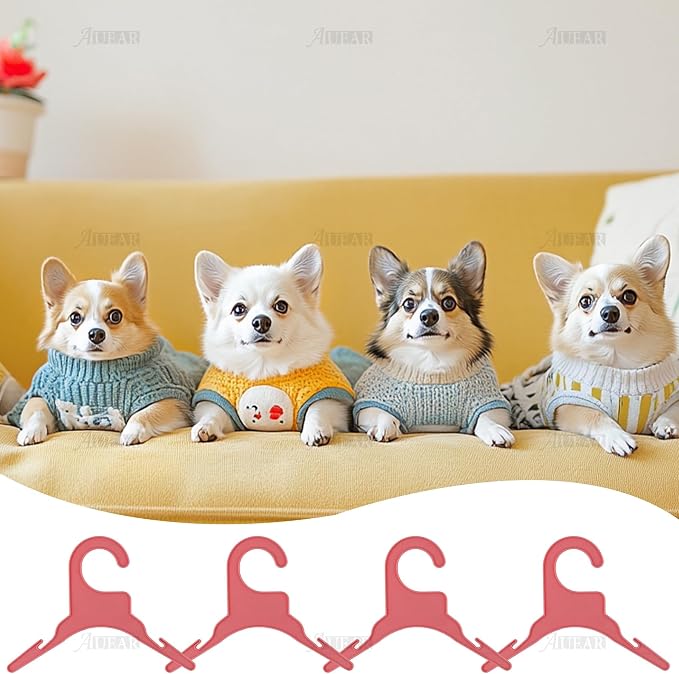 AUEAR, 50 Pack Pet Clothes Hangers Small Plastic Apparel Hanger Racks Dog Cat Clothes Hangers for Dogs Puppys Cats (Pink)