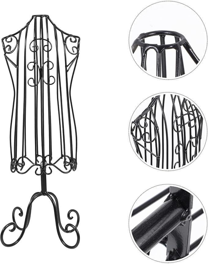Sosoport Iron Pet Clothing Display Stand for Puppy and Cat Coats, Lightweight and Easy to Carry Black Iron Mannequin Rack for Home Adornment and Pet Clothes Organization