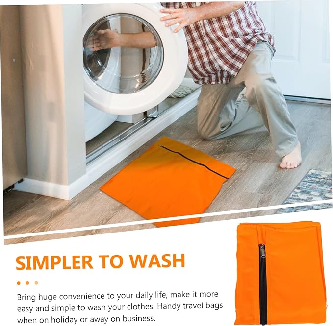 Ipetboom Pet Laundry Bag Capacity Mesh Washer Bag for Dog Clothes Tangle and Deformation Portable Storage and Travel Organizer Lightweight in Orange