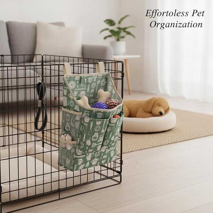 1 Pack Hanging Pet Fence Organizer, Vertical Mesh Storage Bag for Playpen Accessories, Polyester Supply and Toy Holder