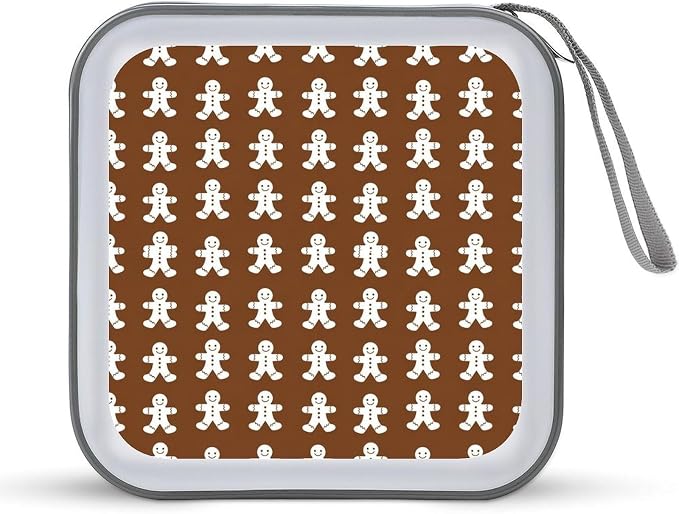 Portable Hard Shell DVD Storage Christmas Gingerbread, 40-Disc Binder with Carry Strap, Protective Case for Movies Music Travel