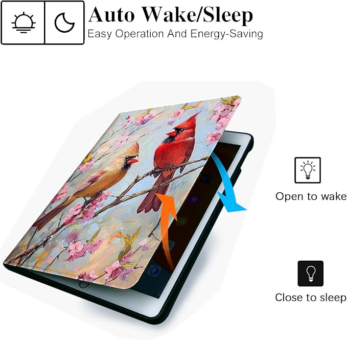for Microsoft Surface Pro 8-13" 2021 Tablet Case,Auto Wake/Sleep,Adjustable Stand Protective Cover - Cute Cardinal Bird