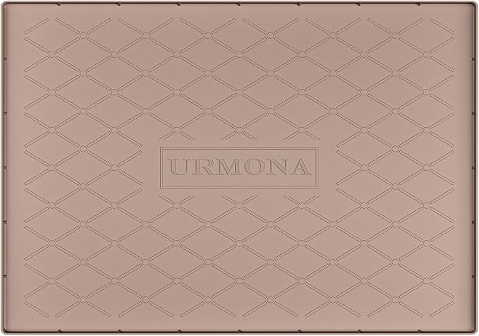 URMONA 31" x 19" Waterproof Silicone Mat in Multiple Sizes & Colors, Under Sink Mat for Kitchen & Bathroom, Pet Food Pad for Dogs & Cats, Kitchen Cabinet Liner, Multi-Purpose for Storage(Khaki)