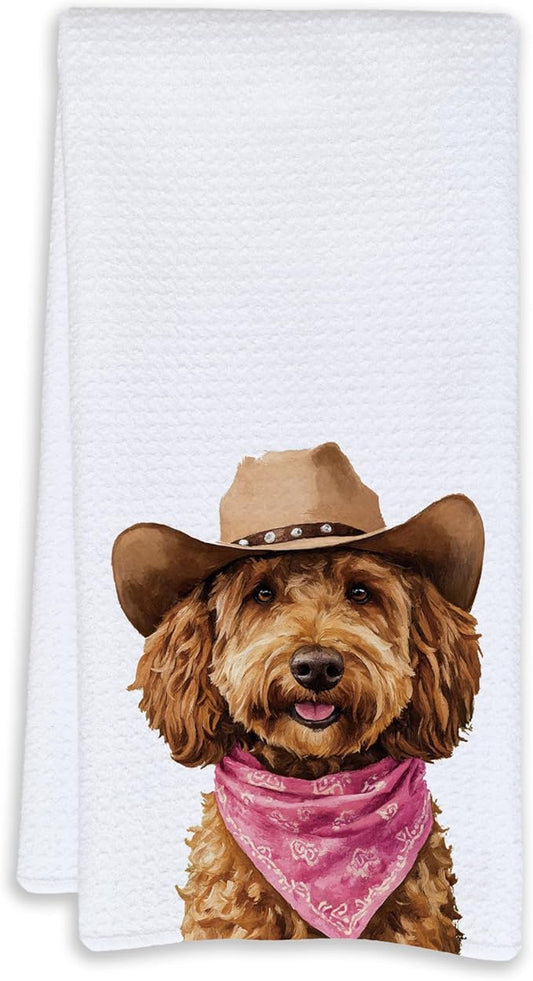 Cabana Bro Poodle Gifts Kitchen Towels, Poodle Gifts for Women Decorative Hand Towels for Bathroom, Funny Western Cowboy Poodles Dish Tea Towels for Kitchen, 16x24 Inch