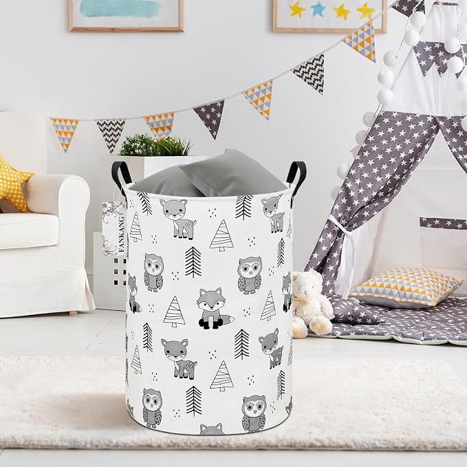 Storage Bin Foldable Nursery Organizer Basket Owl Animal | Foldable with Waterproof PE Coating Organizer Bin for Kids Boys and Girls,Office,Bedroom,Clothes