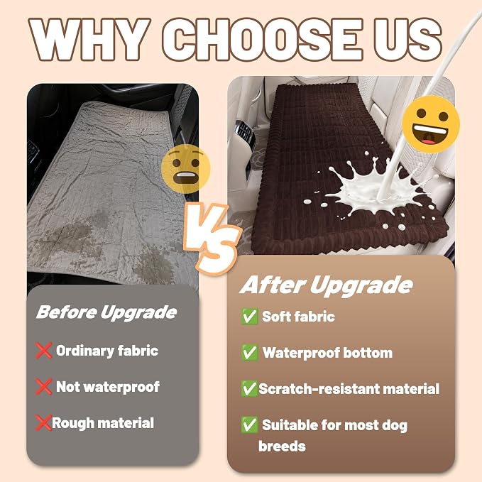 Dog Bed for Car Back Seat, Waterproof Dog Blanket for Car, Dark Brown | Dog Bed for Car, Back Seat Dog Bed, Washable & Non-Slip Travel Pet Mat for For the Back Seat and Trunk, Fits Car, Truck & SUV