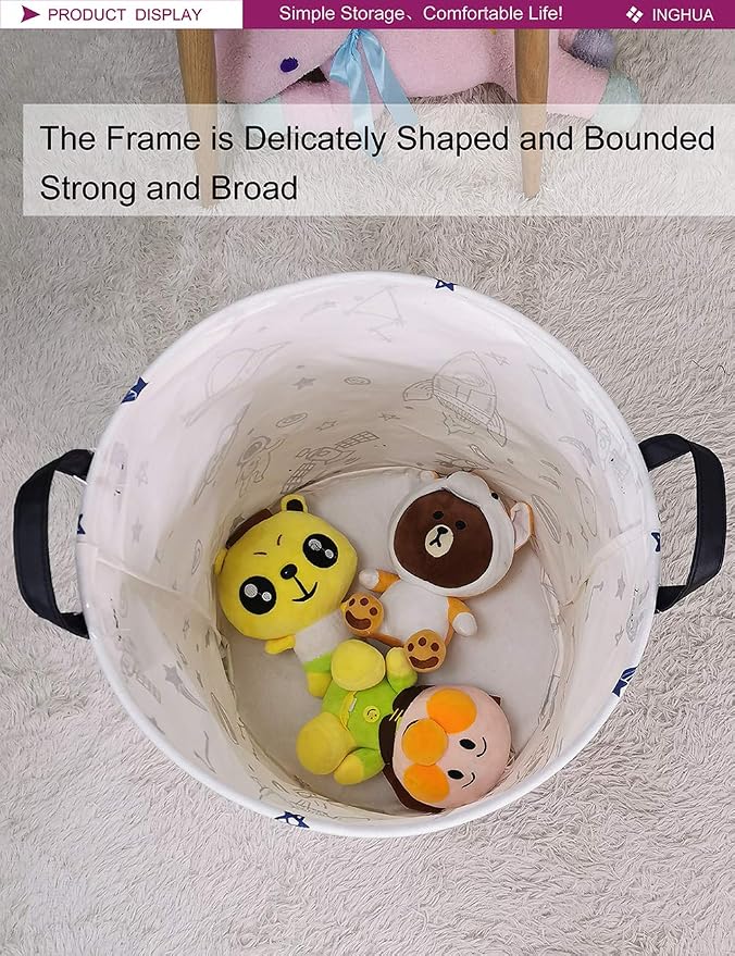 Spaceship Fabric Storage Bin Nursery Organizer Basket | Organizer Bin Dirty Clothes Collapsible Waterproof for College Dorms, Boys and Girls Bedroom,Bathroom