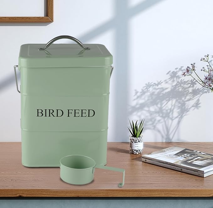 Geyecete Bird Feeder,Bird Food Jar Pet Food Storage Airtight Food Storage Container-Green
