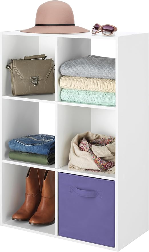 Whitmor Fabric Storage Cubes 2 Pack, Very Peri Closet Organizer Bins with Handles, 10.5 x 10.5 x 11 Inch Non-Woven Storage Baskets for Shelves, Closet, Nursery, Bedroom, Office