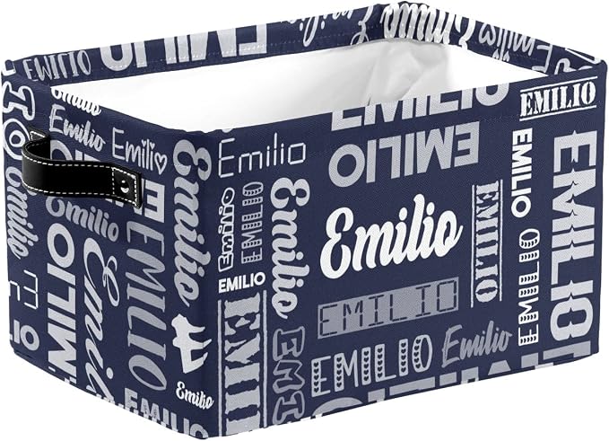 Personalized Toy Box Storage Bins for Boys Girls with Name, Kids Custom Storage Basket Cubes Organizer with Handles, Shelf Closet Storage Baskets Bin Customized Gift, 1 Pack